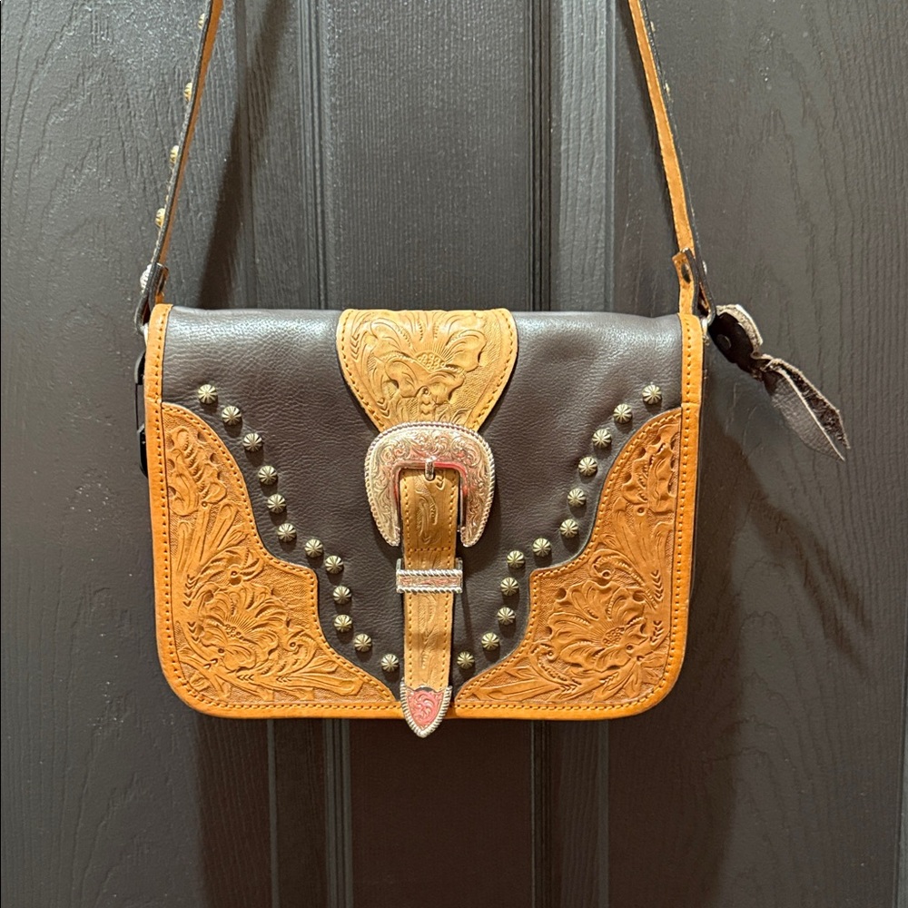 Montana Silversmiths Brown and Tan Crossbody Bag